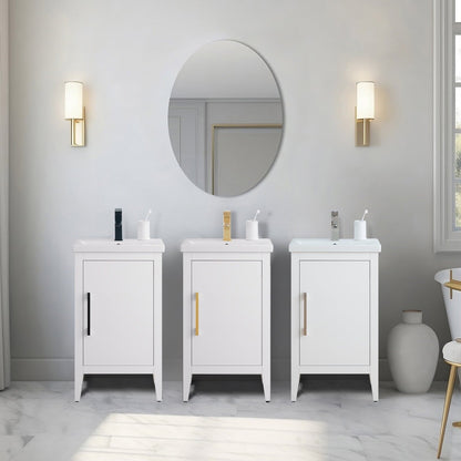 Meuble-lavabo de salle de bain Vanity Art à lavabo simple, 20, 24 ou 30 pouces, avec dessus en céramique.