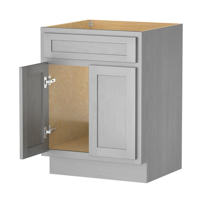 Meuble-lavabo de salle de bain Vanity Art en bois massif de 60 cm (24 pouces) avec lavabo simple.
