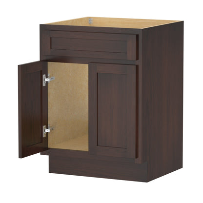 Meuble-lavabo de salle de bain Vanity Art en bois massif de 60 cm (24 pouces) avec lavabo simple.