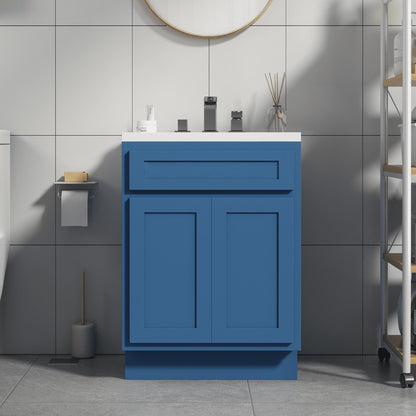 Meuble-lavabo de salle de bain Vanity Art en bois massif de 60 cm (24 pouces) avec lavabo simple.