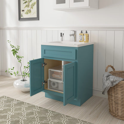 Meuble-lavabo de salle de bain Vanity Art en bois massif de 60 cm (24 pouces) avec lavabo simple.