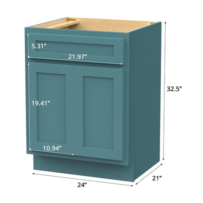 Meuble-lavabo de salle de bain Vanity Art en bois massif de 60 cm (24 pouces) avec lavabo simple.