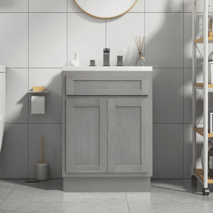 Meuble-lavabo de salle de bain Vanity Art en bois massif de 60 cm (24 pouces) avec lavabo simple.