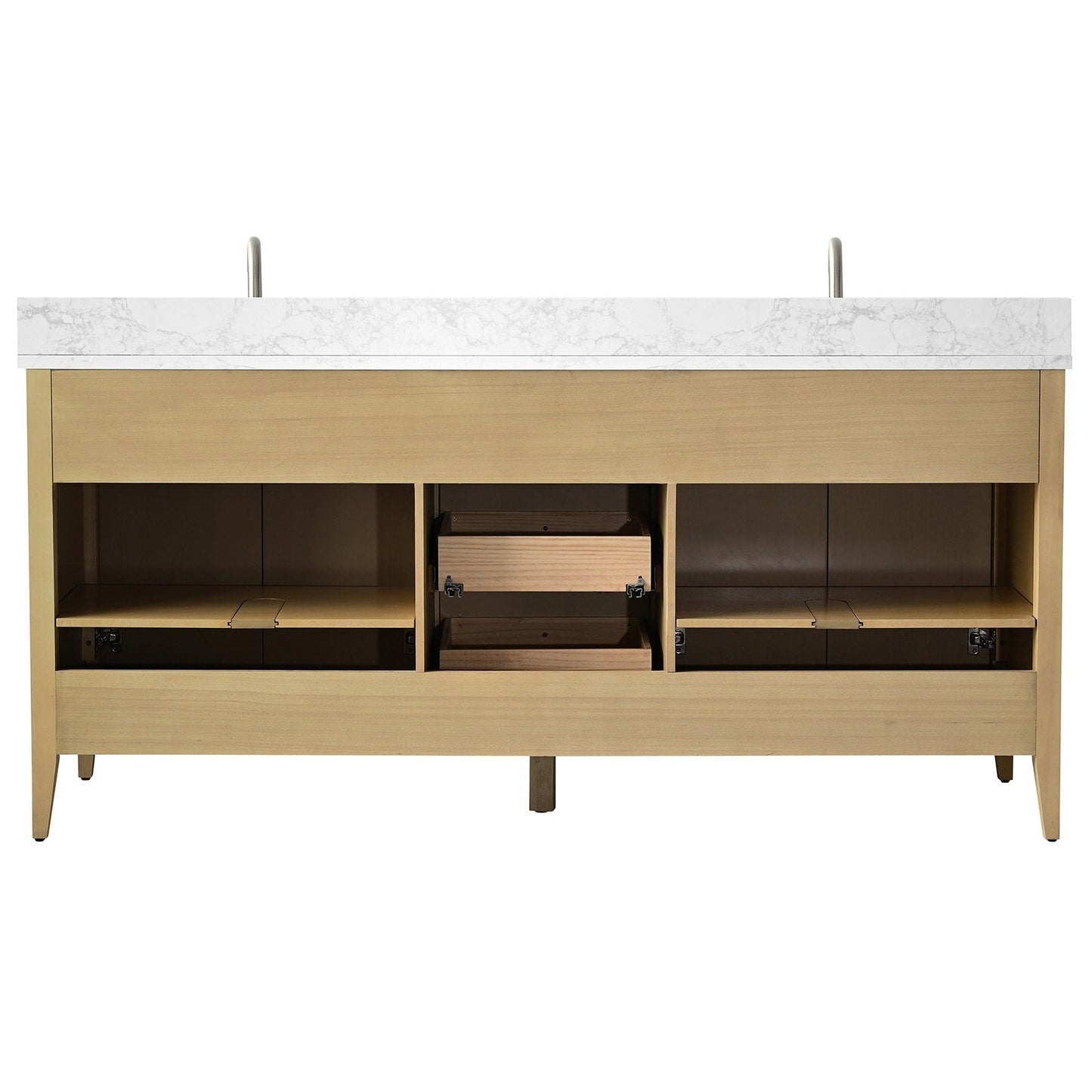 Meuble-lavabo double vasque Vanity Art 72 avec plan de travail en marbre composite.