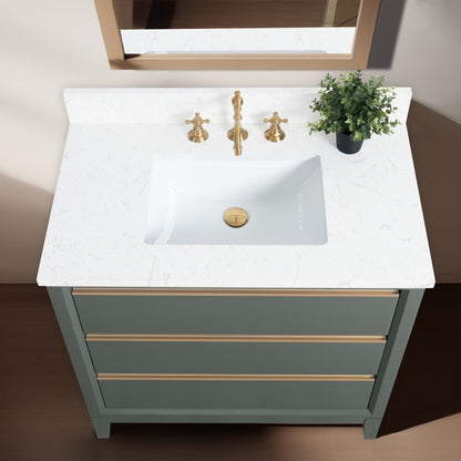 Meuble-lavabo Art pour salle de bain avec lavabo en céramique et plan de travail en marbre composite.