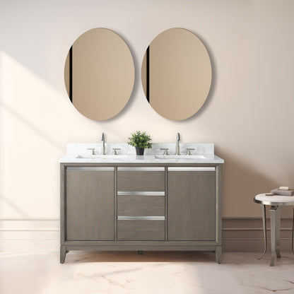 Meuble-lavabo Art pour salle de bain avec lavabo en céramique et plan de travail en marbre composite.