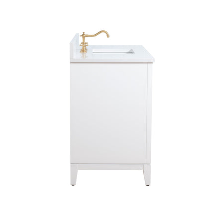 Meuble-lavabo Art pour salle de bain avec lavabo en céramique et plan de travail en marbre composite.