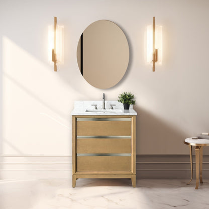 Meuble-lavabo Art pour salle de bain avec lavabo en céramique et plan de travail en marbre composite.