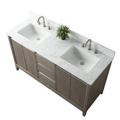 Meuble-lavabo Art pour salle de bain avec lavabo en céramique et plan de travail en marbre composite.