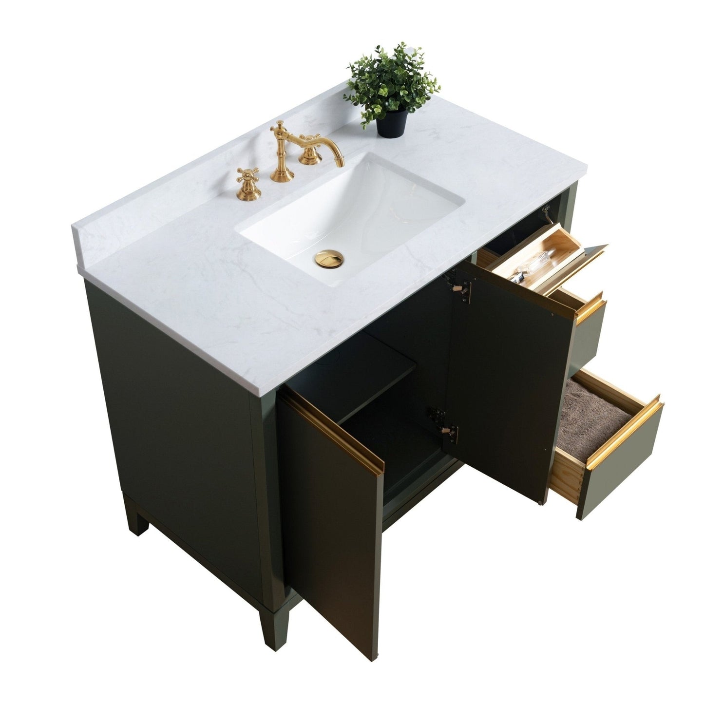 Meuble-lavabo Art pour salle de bain avec lavabo en céramique et plan de travail en marbre composite.