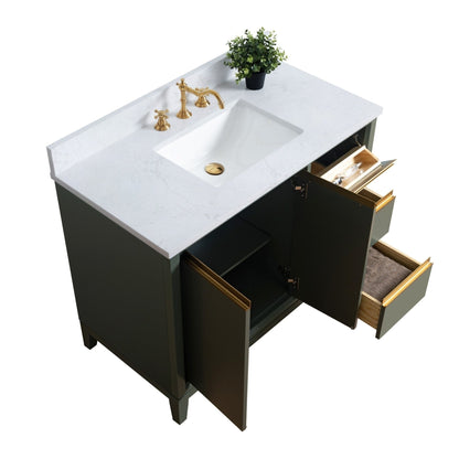 Meuble-lavabo Art pour salle de bain avec lavabo en céramique et plan de travail en marbre composite.