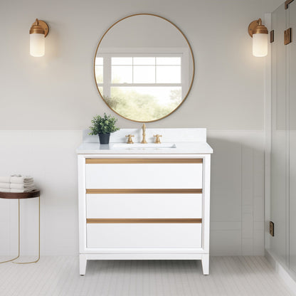 Meuble-lavabo Art pour salle de bain avec lavabo en céramique et plan de travail en marbre composite.
