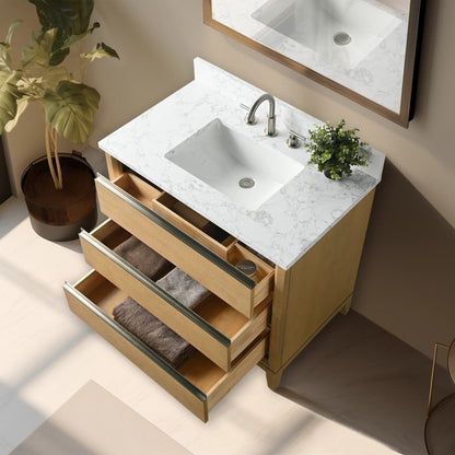 Meuble-lavabo Art pour salle de bain avec lavabo en céramique et plan de travail en marbre composite.