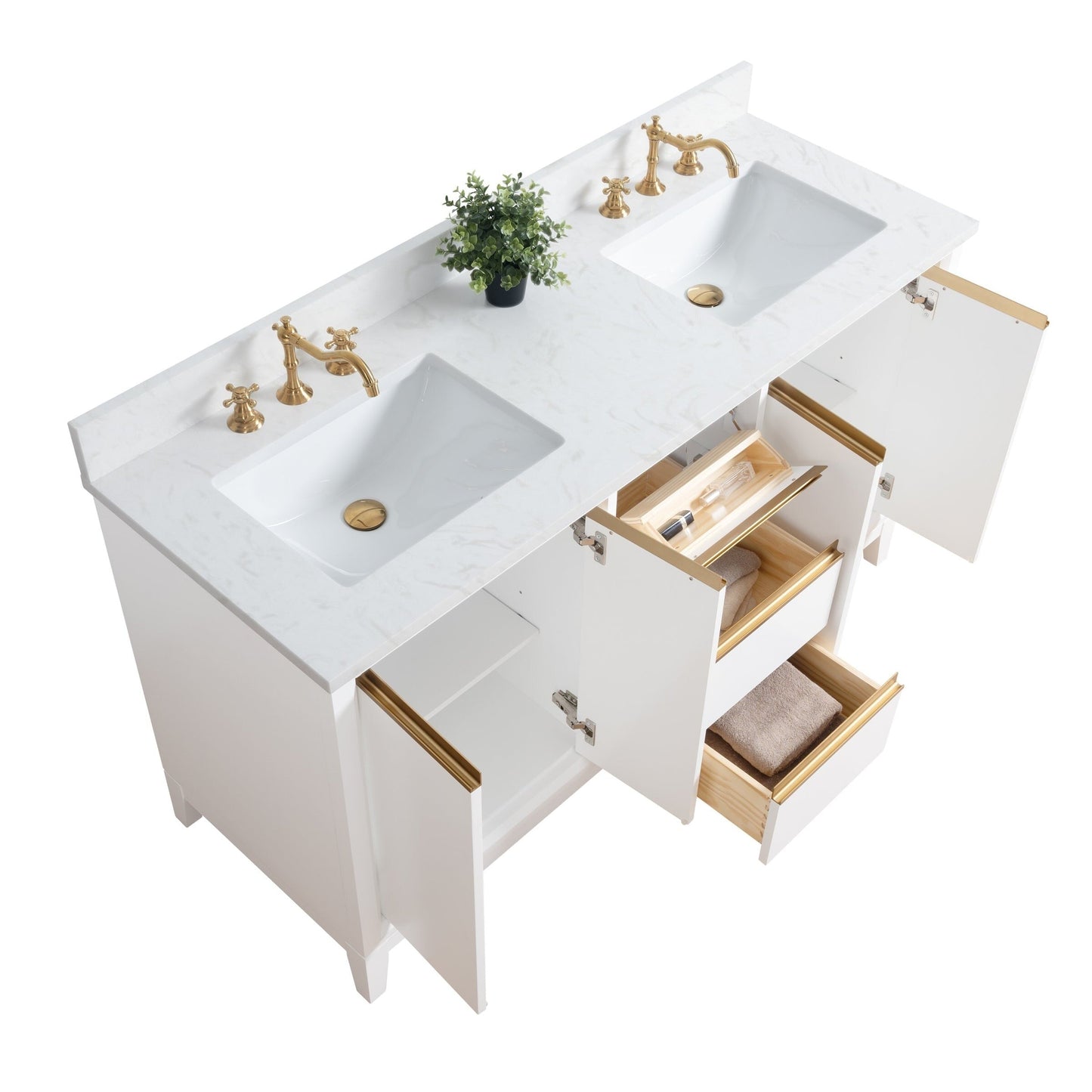 Meuble-lavabo Art pour salle de bain avec lavabo en céramique et plan de travail en marbre composite.
