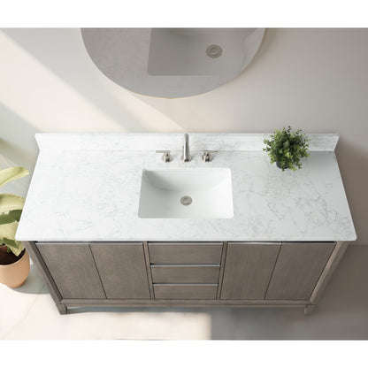Meuble-lavabo Art pour salle de bain avec lavabo en céramique et plan de travail en marbre composite.