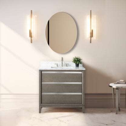 Meuble-lavabo Art pour salle de bain avec lavabo en céramique et plan de travail en marbre composite.