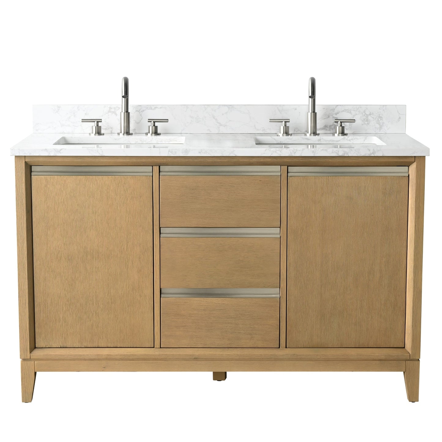 Meuble-lavabo Art pour salle de bain avec lavabo en céramique et plan de travail en marbre composite.