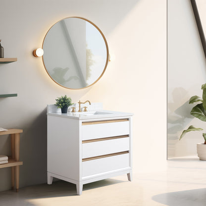 Meuble-lavabo Art pour salle de bain avec lavabo en céramique et plan de travail en marbre composite.