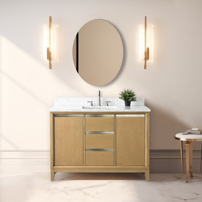 Meuble-lavabo Art pour salle de bain avec lavabo en céramique et plan de travail en marbre composite.