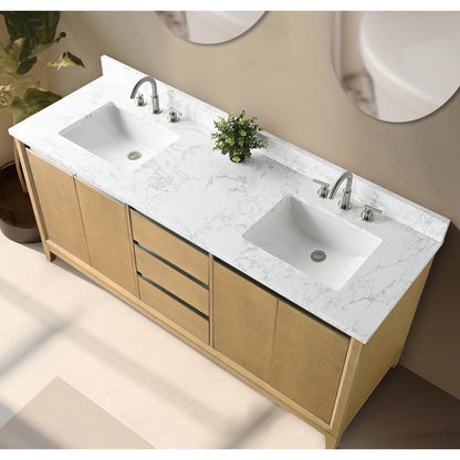 Meuble-lavabo Art pour salle de bain avec lavabo en céramique et plan de travail en marbre composite.