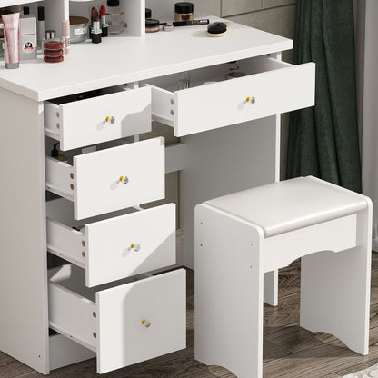 Coiffeuse avec miroir et lampe, table de maquillage avec tabouret pour la maison
