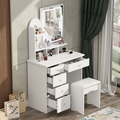 Coiffeuse avec miroir et lampe, table de maquillage avec tabouret pour la maison