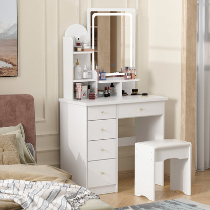 Coiffeuse avec miroir et lampe, table de maquillage avec tabouret pour la maison