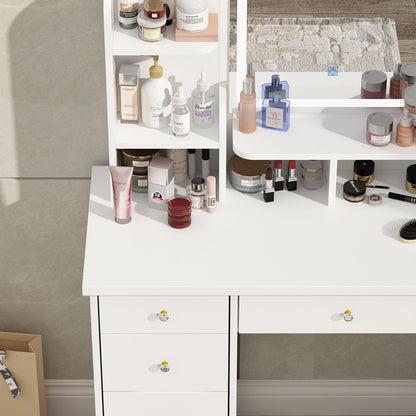 Coiffeuse avec miroir et lampe, table de maquillage avec tabouret pour la maison