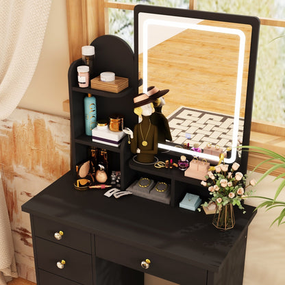 Coiffeuse avec miroir et lampe, table de maquillage avec tabouret pour la maison