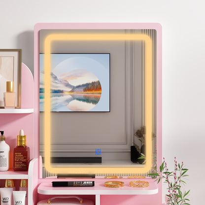Coiffeuse avec miroir et lampe, table de maquillage avec tabouret pour la maison