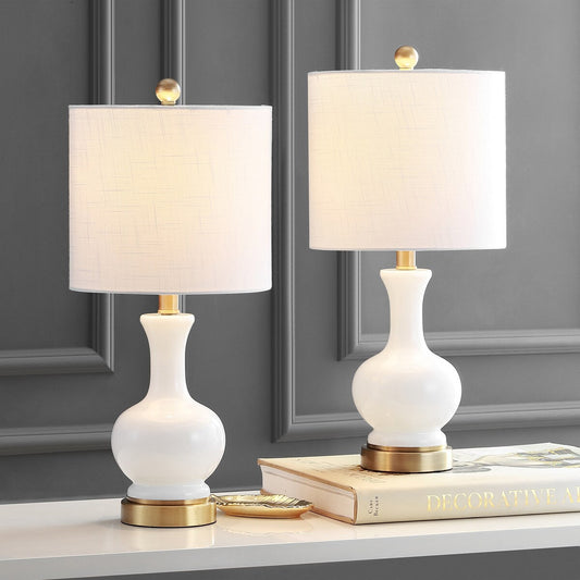 Lampe de table LED Vermont 22 en verre et métal, blanche (lot de 2) par JONATHAN Y