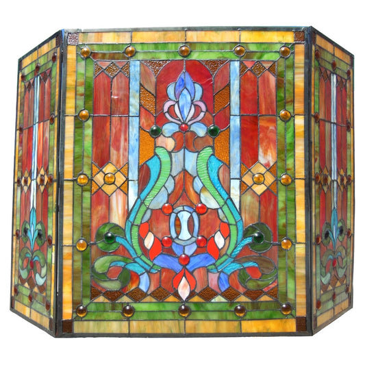 Écran de cheminée en verre dépoli à motifs victorien