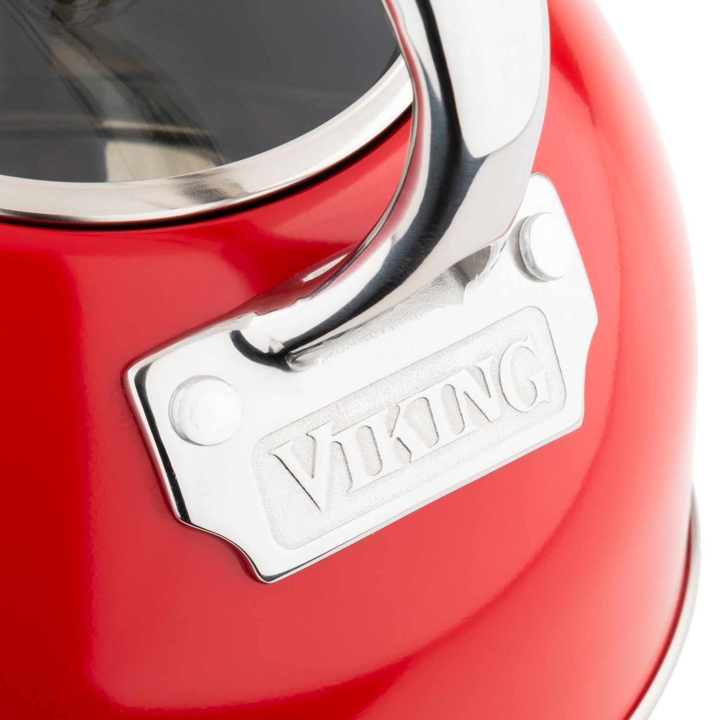 Bouilloire à sifflet Viking en acier inoxydable rouge de 2,6 quarts avec fond à 3 couches
