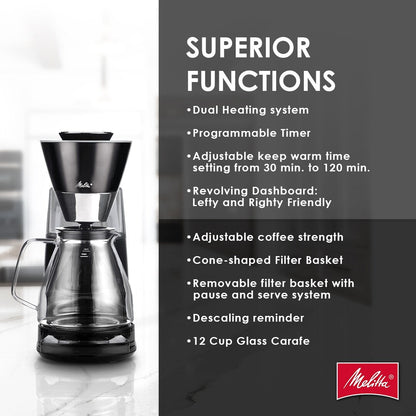 Vision, cafetière à filtre 12 tasses de luxe avec tableau de bord rotatif