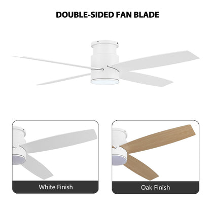Ventilateur de plafond encastré WINGBO 44/52 pouces à courant continu avec éclairage et télécommande, 4 pales réversibles