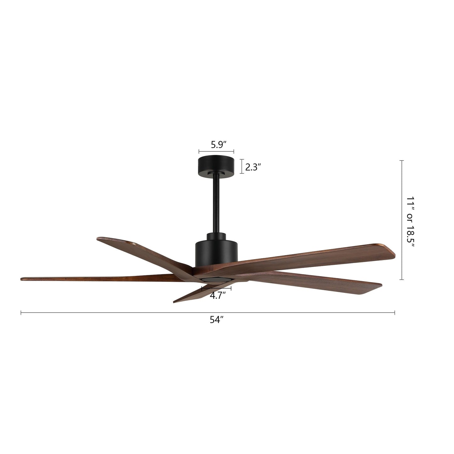 WINGBO Ventilateur de plafond intérieur à 54 pouces avec moteur DC, sans éclairage - N/A