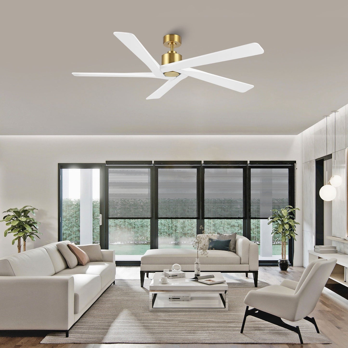WINGBO Ventilateur de plafond intérieur à 54 pouces avec moteur DC, sans éclairage - N/A