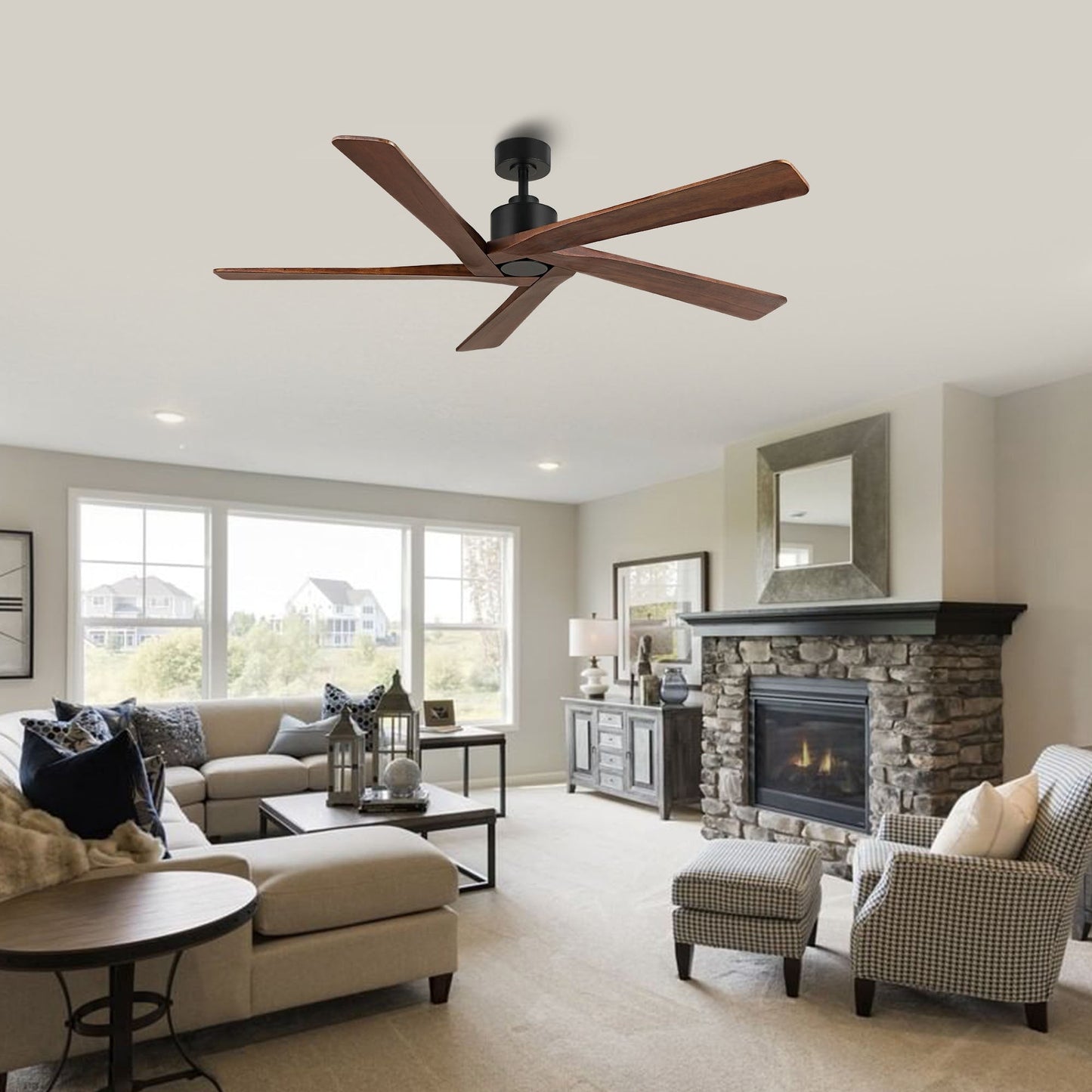 WINGBO Ventilateur de plafond intérieur à 54 pouces avec moteur DC, sans éclairage - N/A