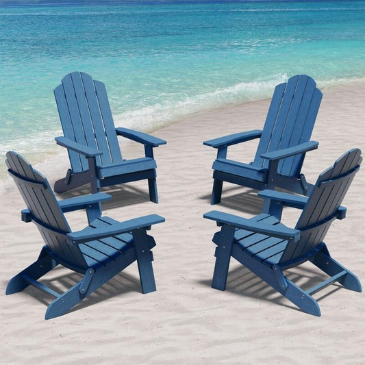 WINSOON Fauteuils de jardin pliants Adirondack en HIPS, résistants aux intempéries, lot de 4