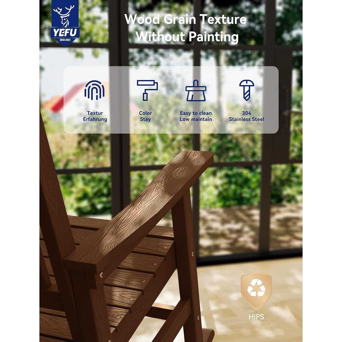 WINSOON Chaise à bascule d'extérieur pour tout type de météo, lot de 2