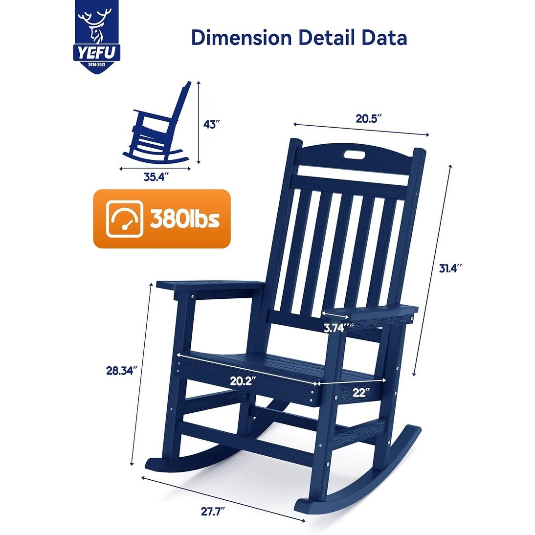 WINSOON Chaise à bascule d'extérieur pour tout type de météo, lot de 2