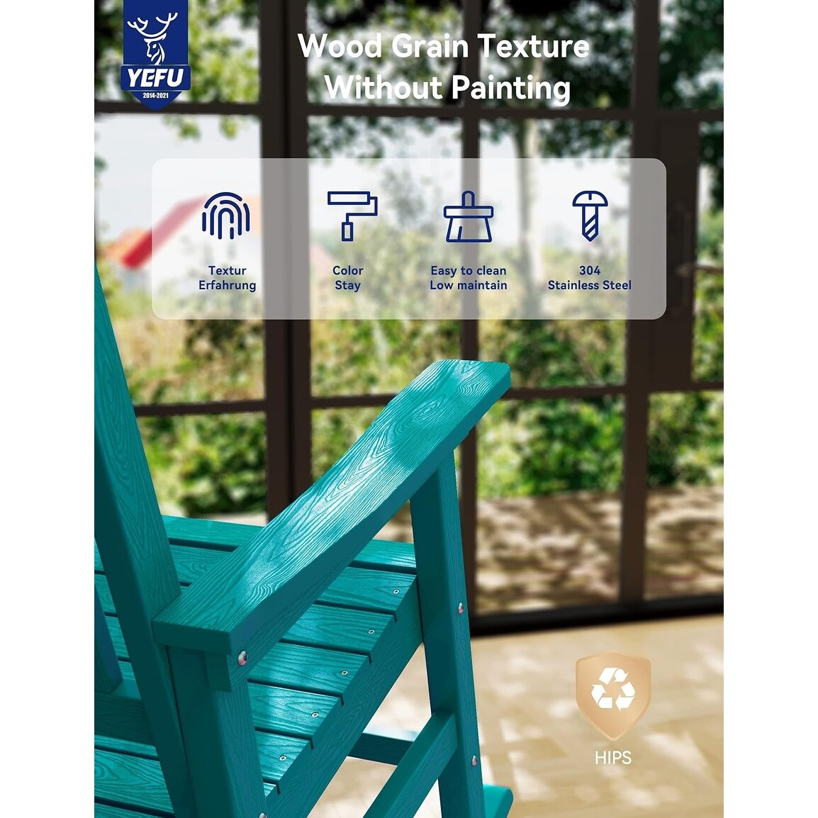 WINSOON Chaise à bascule d'extérieur pour tout type de météo, lot de 2