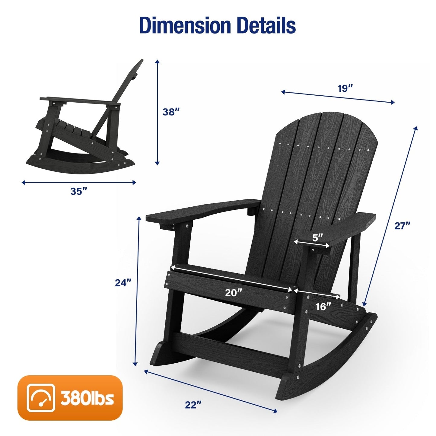 WINSOON Chaise à bascule d'extérieur pour tout type de météo, lot de 2