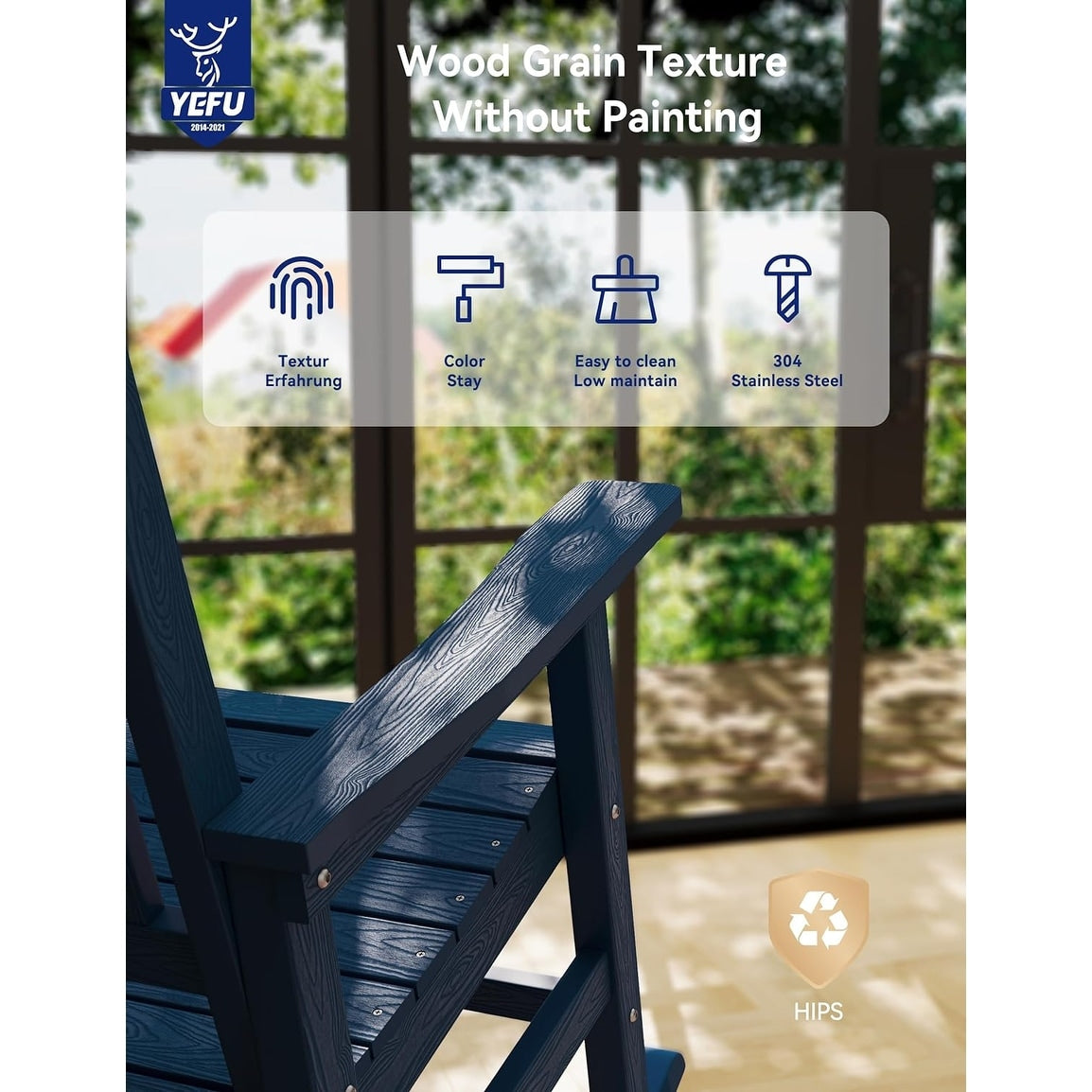 WINSOON Chaise à bascule d'extérieur pour tout type de météo, lot de 2