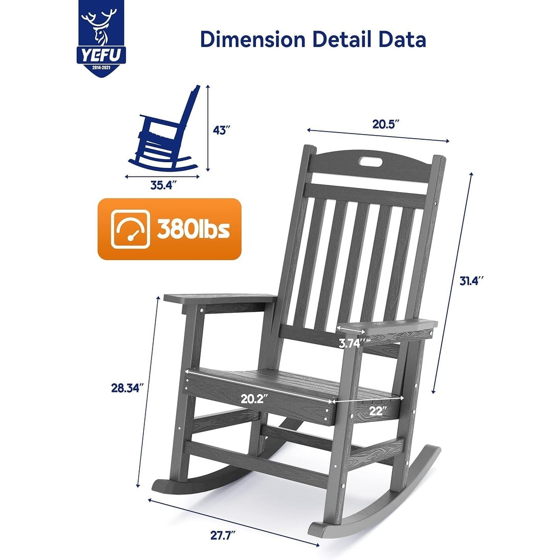 WINSOON Chaise à bascule d'extérieur pour tout type de météo, lot de 2