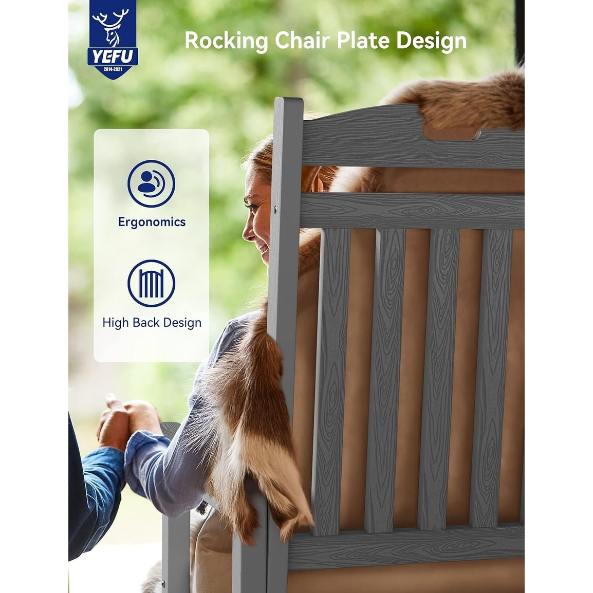 WINSOON Chaise à bascule d'extérieur pour tout type de météo, lot de 2