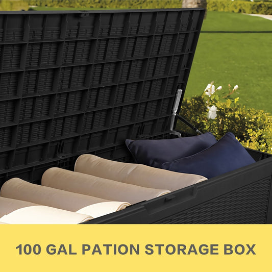Walnew Coffre de rangement extérieur en résine plastique pour terrasse, 100 gallons