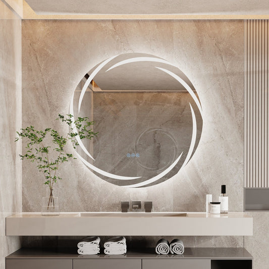Miropoir de salle de bain à lumière LED tactile étanche, anti-buée, avec fonction de gradation.