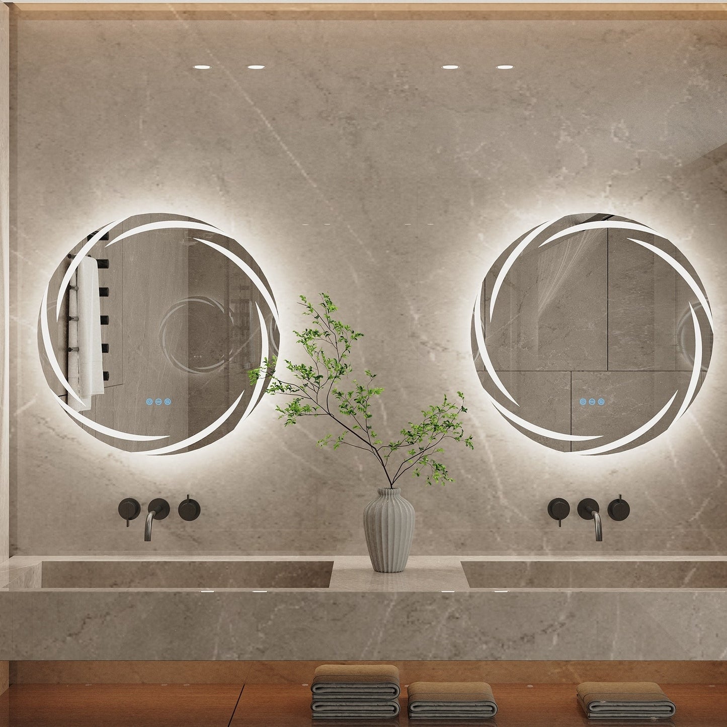 Miropoir de salle de bain à lumière LED tactile étanche, anti-buée, avec fonction de gradation.