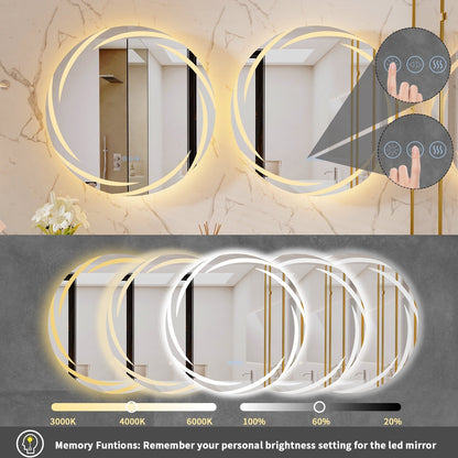 Miropoir de salle de bain à lumière LED tactile étanche, anti-buée, avec fonction de gradation.